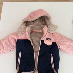 Patagonia Pink and Navy Sherpa-Lined Jacket